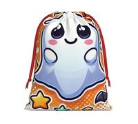 Plush Kawaii-Bats-Halloween-Pumpkins Christmas Drawstring Present Bags Large Size, Soft Velvet Goodie Bags With Red Ribbon Closure For Holiday Party Favors And Present Wrapping