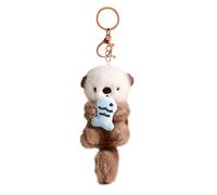 Plush Keychain Otter Charm for Women Teens & Animal Lovers | for Handbags Purses Backpacks & Car Keys | Birthday Gift, Grey, Medium