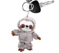 Plush Keychain - Sloth Stuffed Animal Doll | Soft Bag Charm & Backpack Accessory, Mini Plush Toy Charm in Grey with Bow