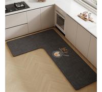 Plush Kitchen Mat with Microfiber Dust Control, Non-Slip TPE Backing, Absorbent Soft Floor Rug Decor with Decorative Print for Home, Sink, Entryway(Cement grey Right,120x160x45cm)