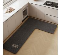 Plush Kitchen Mat with Microfiber Dust Control, Non-Slip TPE Backing, Absorbent Soft Floor Rug Decor with Decorative Print for Home, Sink, Entryway(Smoky Left,100x150x45cm)