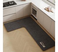 Plush Kitchen Mat with Microfiber Dust Control, Non-Slip TPE Backing, Absorbent Soft Floor Rug Decor with Decorative Print for Home, Sink, Entryway(Dark grey Right,120x160x45cm)