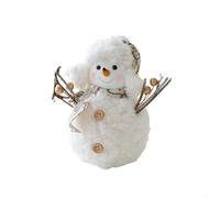 Plush knitted snowman doll set of three for decorative holiday displays, adding a cozy and inviting touch to desktops