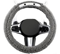 Plush Lamb-Illustrated Fleece Steering Wheel Cover Built for Standard Wheel Sizes and Optimized for Traction in Low-Temperature Conditions (B)