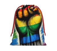 Plush Lgbt-Gay-Pride-Rainbow Christmas Drawstring Present Bags Large Size, Soft Velvet Goodie Bags With Red Ribbon Closure For Holiday Party Favors And Present Wrapping