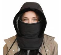 Plush-Lined Thickened Thermal Hat with Face Mask - 3-in-1 Fleece Balaclava for Women & Men, Windproof Winter Ski Hat with Ear & Face Protection for Cold Weather Outdoors (Black)