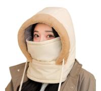 Plush-Lined Thickened Thermal Hat with Face Mask, 3 in 1Windproof Ski Hat for Men and Women Mens Ladies Winter Hats for Cold (Beige,One Size)