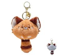 Plush Long Tailed Red Panda Coin Purse, Lesser Panda Zippered Coin Pouch with a Sound-Making Tail Bell, Orange, Medium