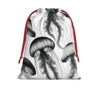 Plush Magical-Sea-Fish-Underwater Christmas Drawstring Present Bags Large Size, Soft Velvet Goodie Bags With Red Ribbon Closure For Holiday Party Favors And Present Wrapping