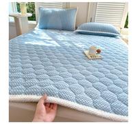 Plush Mattress Topper,Bedding Pad Heat Storage Warmth Bedspread Coverlet,Thickened Milk Velvet Mattress Cover,Quilted Bedding Sets Thickened Futon Sleeping Pad,light Blue,150x200cm/59x79in