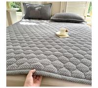 Plush Mattress Topper,Bedding Pad Heat Storage Warmth Bedspread Coverlet,Thickened Milk Velvet Mattress Cover,Quilted Bedding Sets Thickened Futon Sleeping Pad,Gray,200x220cm/79x87in