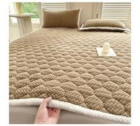 Plush Mattress Topper,Bedding Pad Heat Storage Warmth Bedspread Coverlet,Thickened Milk Velvet Mattress Cover,Quilted Bedding Sets Thickened Futon Sleeping Pad,Khaki,120x200cm/47x79in