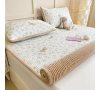 Plush Mattress Topper - Milk Velvet Cartoon Pattern Quilted Mattress Pad Cover Soft Warm Bed Topper Cotton Breathable Reversible Sleeping Pad for Dormitory Bedroom Tatami Floor (#7,180x200cm)