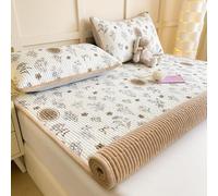 Plush Mattress Topper - Milk Velvet Cartoon Pattern Quilted Mattress Pad Cover Soft Warm Bed Topper Cotton Breathable Reversible Sleeping Pad for Dormitory Bedroom Tatami Floor (#3,150x200cm)