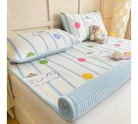 Plush Mattress Topper - Milk Velvet Cartoon Pattern Quilted Mattress Pad Cover Soft Warm Bed Topper Cotton Breathable Reversible Sleeping Pad for Dormitory Bedroom Tatami Floor (#4,150x200cm)