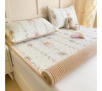 Plush Mattress Topper - Milk Velvet Cartoon Pattern Quilted Mattress Pad Cover Soft Warm Bed Topper Cotton Breathable Reversible Sleeping Pad for Dormitory Bedroom Tatami Floor (#8,180x200cm)