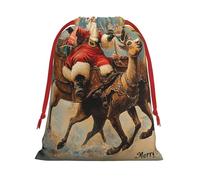 Plush Merry-Christmas-Rainbow-Santa Christmas Drawstring Present Bags Large Size, Soft Velvet Goodie Bags With Red Ribbon Closure For Holiday Party Favors And Present Wrapping