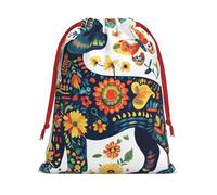 Plush Mexico-Butterfly-Dachshund-Floral Christmas Drawstring Present Bags Large Size, Soft Velvet Goodie Bags With Red Ribbon Closure For Holiday Party Favors And Present Wrapping