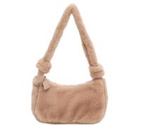 Plush Mini Soft Hand Tote Large Capacity Casual Hand Held Under Arm | Comfortable Plush, khaki, Se référer à la description