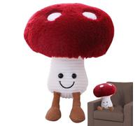 Plush Mushroom Toy - Red Stuffed Cushion, Soft Plush Doll | Cartoon Pillow for Baby Kids, Mushroom Shaped Sofa Decor, Cute Bed Pillow Toy for Sleeping, Hugging, Nursery Room Decoration