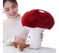 Plush Mushroom Toy - Red Stuffed Cushion, Soft Plush Doll | Cartoon Pillow for Baby Kids, Mushroom Shaped Sofa Decor, Cute Bed Pillow Toy for Sleeping, Hugging, Nursery Room Decoration