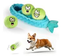 Plush Peas in a Pod Dog Toy, Squeaky Pet Toy, Blue and Green