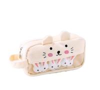 Plush Pencil Case with Kawaii Furry Pins Accessories Large Capacity Japanese Aesthetic Fluffy Pen Holder Cute Stationery Pouch Makeup Cosmetics Bag for Back to Scool Students (Beige)
