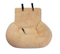 Plush Pet Car Seat - Washable Travel Carrier Bed, Soft Console Cushion, Reversible Booster Pad, durabled Leash Straps, Comfortable Support Design | Ensures Safe Journeys On Road Trips Adventures