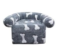Plush Pet Sofa Bed - Cozy Dog Cat Lounger with Bone Pattern, Raised Sides for Security and Comfort, Soft Fleece Material, Machine Washable, Multiple Sizes for Small to Large Pets (60x80cm780G)
