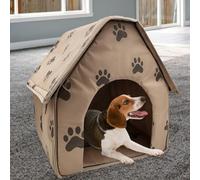 Plush Pets House Cartoon Fluffy Dogs Room Washable Puppy Sleeping Nest Half-Closed Plush Kitten House for Winter Indoor (A)