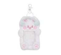 Plush Photocard Holder Keychain Pendant Women Girls Hanging Ornament Protection Sleeve for Bus ID Cards,White Cat