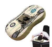 Plush Pillow - 33 x 22.9 cm Foam Support, Thousand Dollar Pattern Cushion, Fun Money Bills, Lumbar Pillow, Sofa Bed, Sofa, Home | Decorative Comfort Accessory, C