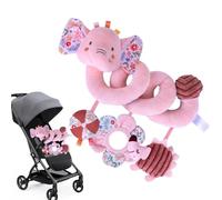 Plush Pram Toys with Rattle - Spiral Wrap Around, Sensory Corduroy Elephant, Soothing Playmate, Deep Semantic Early Learning Doll, Pink Floral Polyester Texture | Gift for Boys & Girls & Newborns