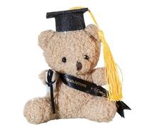 Plush Prom Bear Doll - Stuffed Animal Toy with Cap and Certificate, Perfect Graduation Souvenir Gift for Nursery, Primary School, Preschool or First Day
