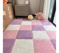 Plush Puzzle Carpet Tiles - Soft Shaggy Foam Interlocking Floor Mats Fluffy Thick Square Washable DIY Carpet Tiles for Bedroom Living Room Balcony Tatami Home Decor (#18,10pcs)