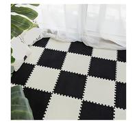 Plush Puzzle Foam Floor Mat 12pcs Fluffy Plush Rug Set Soft Washable Polyester Square Tiles Interlocking Carpet for Bedroom Living Room Window Decor(6 Black 6 White)