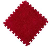 Plush Puzzle Foam Floor Mat 30 * 30CM Soft Plush Rug Puzzle Carpet Warm mat Interlocking Exercise Tiles Floor Decoration Mat(Red,20Pcs)