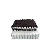 Plush Puzzle Foam Floor Mat 4/12pcs Plush Puzzle Foam Floor Mat Soft Fluffy Interlocking Square Tiles Area Rugs Carpet for Bedroom Decoration(Black-White,4Pcs)