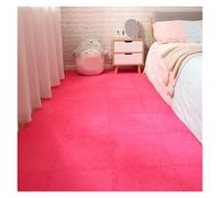Plush Puzzle Foam Floor Mat 60pcs Soft Plush Mat EVA Foam Carpet Interlocking Exercise Tiles Floor And Rug 30 * 30 CM(Rose red)