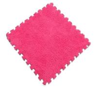 Plush Puzzle Foam Floor Mat Plush Puzzle Foam Floor Mat Soft Fluffy Interlocking Square Tiles Area Rugs Carpet for Parlor Bedroom(Rose Red)