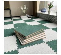 Plush Puzzle Foam Floor Mat Square Interlocking Carpet Tiles With Fluffy Floor Protection Mat Floor Tiles Soft Climbing Area Rugs For Living Room Floor Gym Area(Dark green+white,40pcs)