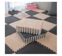 Plush Puzzle Foam Flooring Mat,100pcs 30x30cm Square Fluffy Foam Tiles Interlocking Area Rugs Carpet,soft Puzzle Play Mat For School Floor(Light Brown+Gray)