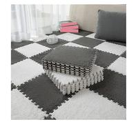 Plush Puzzle Foam Flooring Mat,100pcs 30x30cm Square Fluffy Foam Tiles Interlocking Area Rugs Carpet,soft Puzzle Play Mat For School Floor(Gray+White)