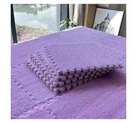 Plush Puzzle Mat 12-Piece Plush Puzzle Mat Set Soft, Interlocking Carpet Squares for Comfort Protection in Any Room(12PCS Purple)