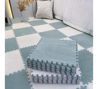 Plush Puzzle Mat, 50 Pieces Plush Puzzle Foam Floor Mat, Multicolor(Light Green+beige)