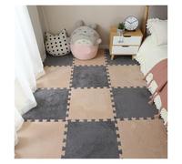 Plush Puzzle Mat 60pcs Soft Plush Mat EVA Foam Carpet Interlocking Exercise Tiles Floor And Rug 30 * 30 CM(Khaki-Gray)
