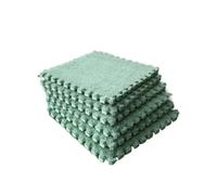 Plush Puzzle Mat Soft Fluffy Puzzle Foam Floor Mat-Interlocking Square Mat Tiles, Non-Slip Carpet Rug Bedroom(Mint green,12Pcs)