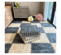 Plush Puzzle Mat Soft Fluffy Puzzle Foam Floor Mat-Interlocking Square Mat Tiles, Non-Slip Carpet Rug Bedroom(Camel-Grey,12Pcs)