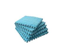 Plush Puzzle Mat Soft Fluffy Puzzle Foam Floor Mat-Interlocking Square Mat Tiles, Non-Slip Carpet Rug Bedroom(Blue,4Pcs)