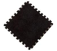Plush Puzzle Mat Soft Plush Floor Mat Room Warm Carpet Interlocking Sport Tiles for Living and Bedroom(Black,1PCS)